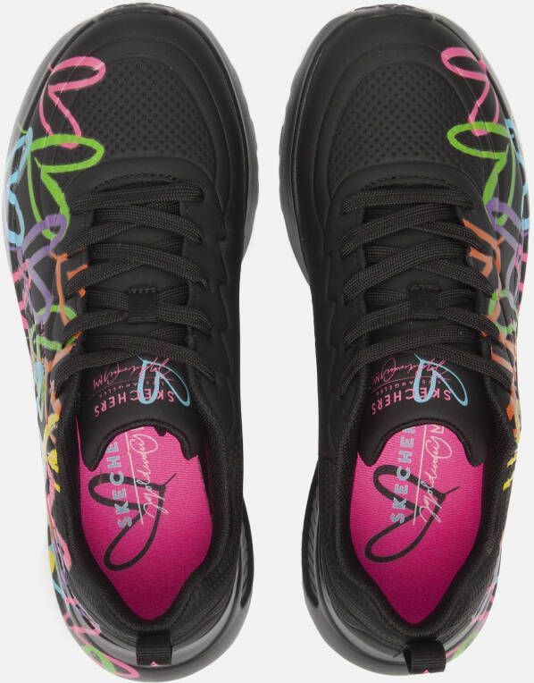 Skechers Uno Graffiti Heart Sneakers zwart