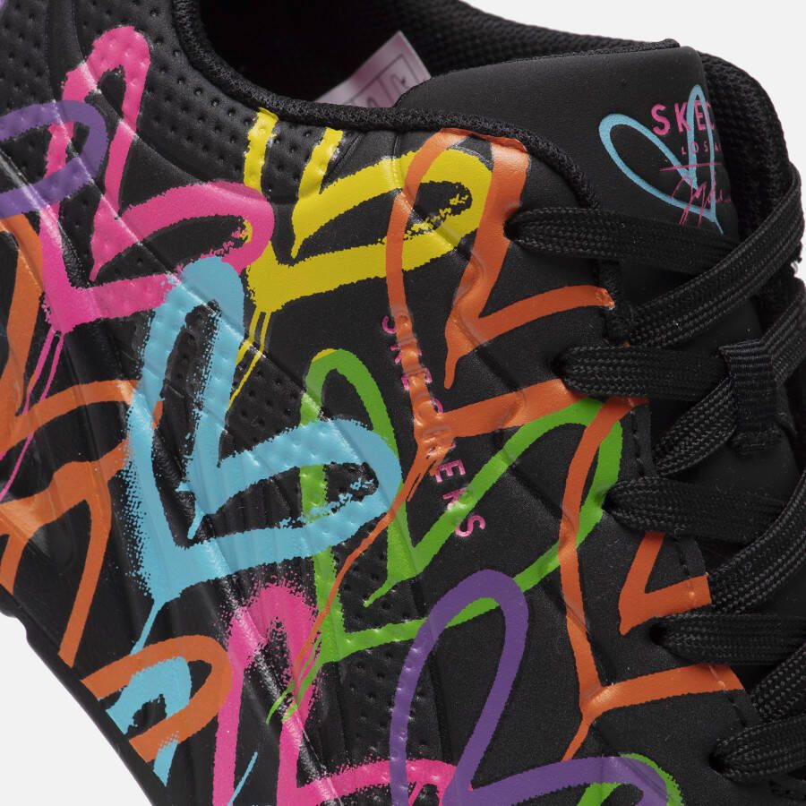 Skechers Uno Graffiti Heart Sneakers zwart