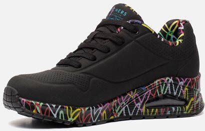 Skechers Sneakers met sleehak UNO-LOVING LOVE met coole graffiti-print vrijetijdsschoen halfhoge schoen veterschoen