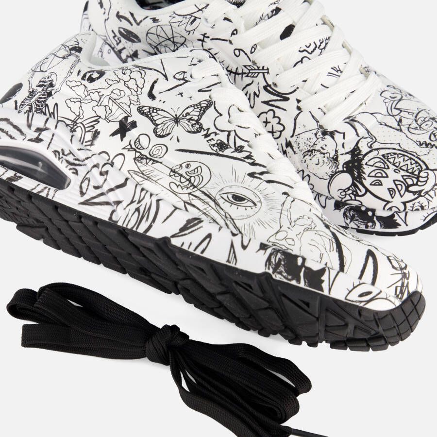 Skechers Uno-Process Sketch Sneakers wit