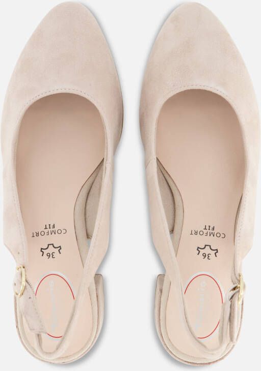 tamaris Comfort Slingback Pumps beige Leer