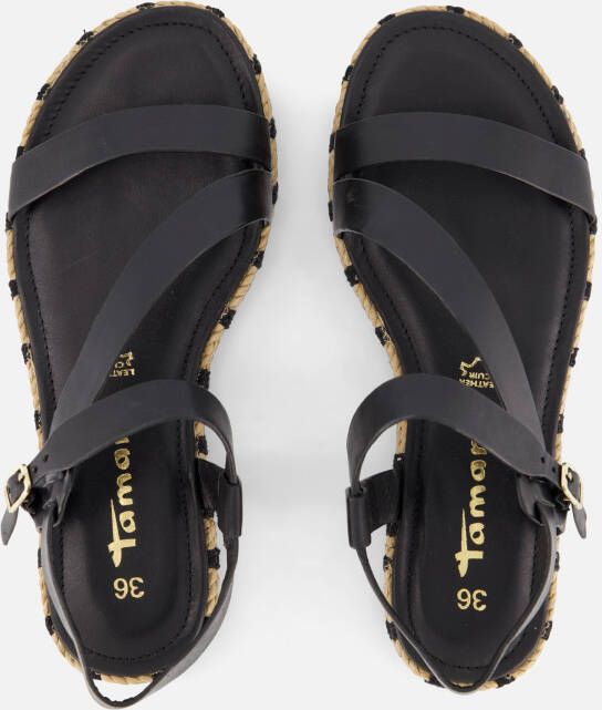 tamaris Rafia Sandalen zwart Leer