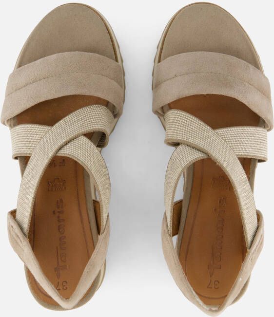 tamaris Sandalen met sleehak taupe Leer