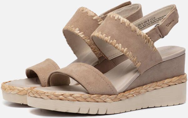 tamaris Sandalen sleehak taupe Leer