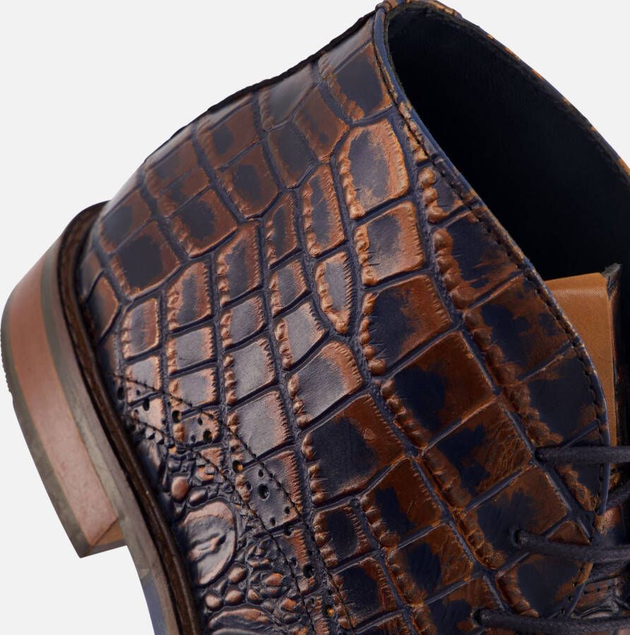 Vertice Croco Veterschoenen cognac Leer