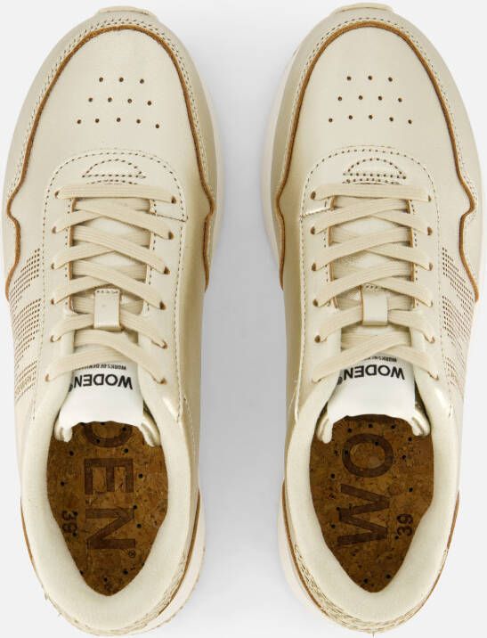 Woden Nora Natural Soft Sneakers goud Leer