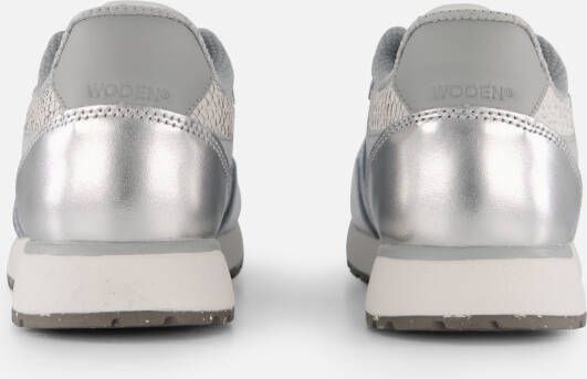 Woden Ronja Metallic Sneakers zilver Leer