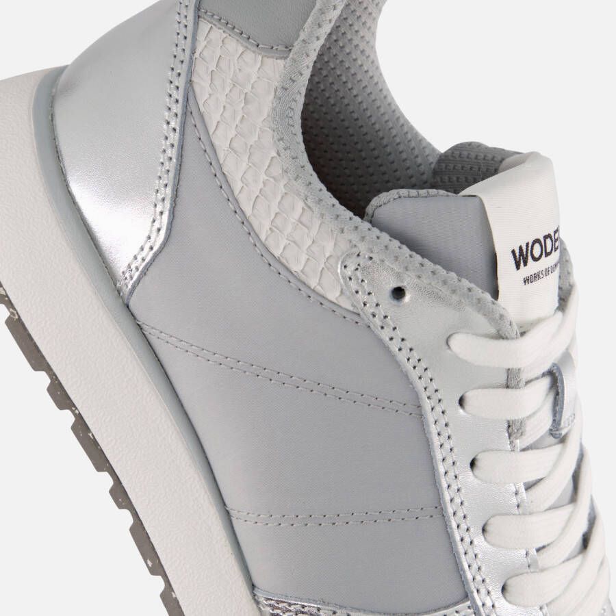 Woden Ronja Metallic Sneakers zilver Leer