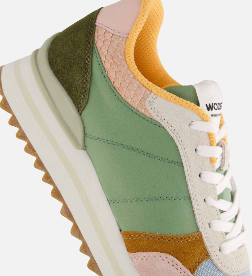 Woden Ronja Plateau Sneakers groen Leer