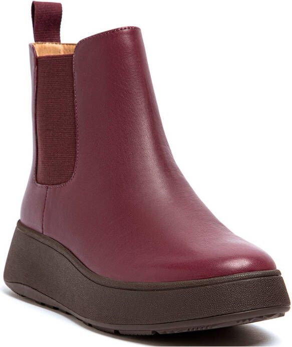 FitFlop F-Mode Leather Flatform Chelsea Boots ROOD