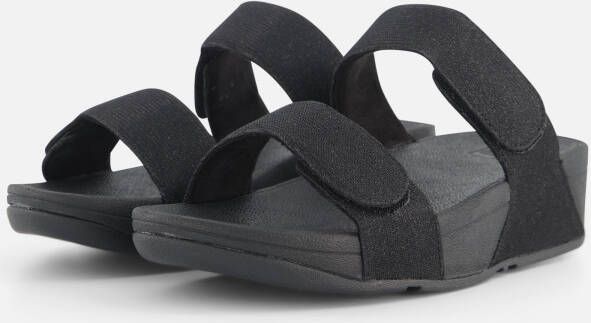 FitFlop Slipper Lulu Adjustable Shimmerlux Slides Zwart