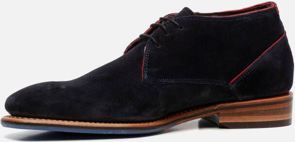 Floris van bommel SFM-50034 DarkBlue Suede H-Wijdte Veter boots