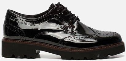 Gabor Zwarte Leren Derby Schoenen Black Dames