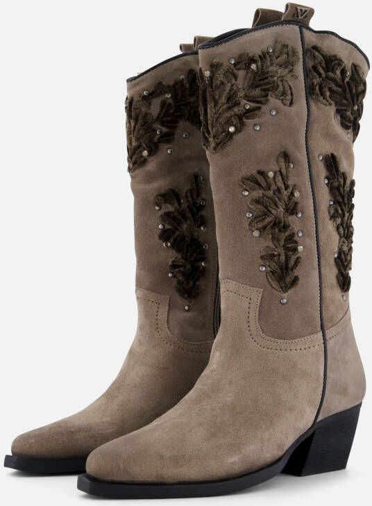 Lazamani Cowboylaarzen velvet taupe Suede Dames