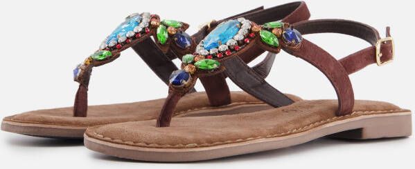 Lazamani Naomi Suede Dames Sandalen Brown Multi