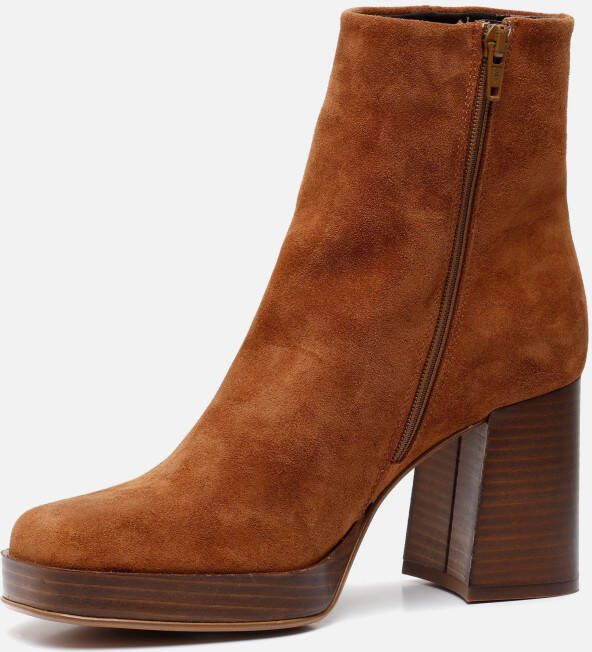 Linea zeta enkellaarsjes cognac Suede 192619 Dames