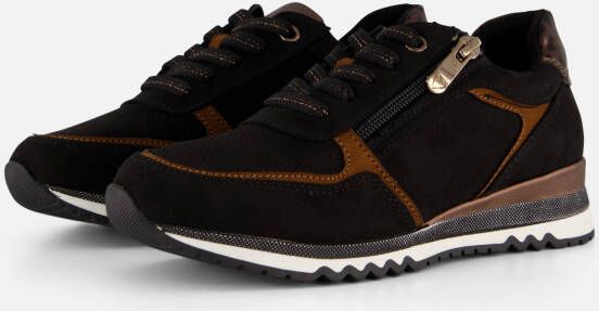 Marco tozzi Zwarte Suède Sneaker met Cognac Details Black Dames