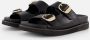 Mexx Zwarte Leatherlook Reptielenprint Slippers Black Dames - Thumbnail 3