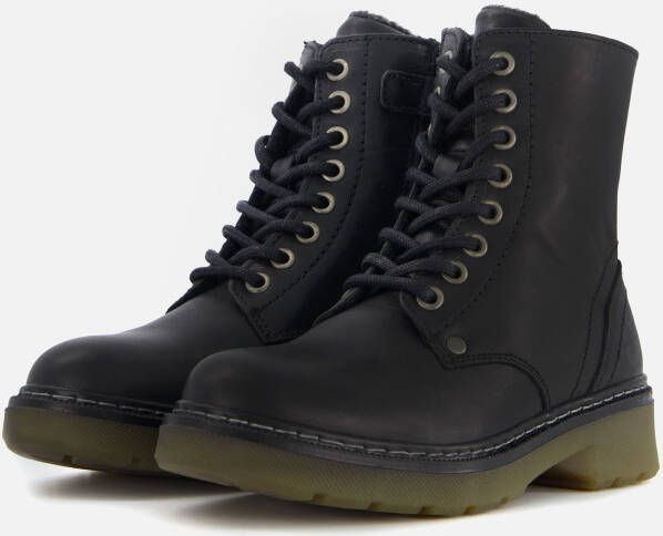 Muyters Enkellaarsjes Dames Veterboots dames Leer Zwart