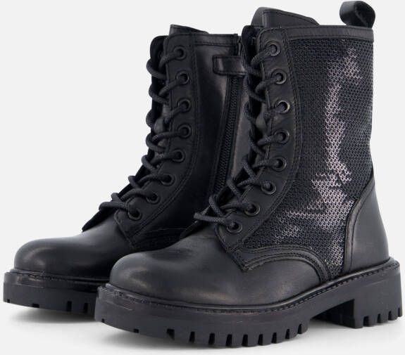 Muyters Veterboots zwart Leer