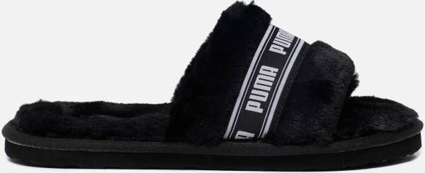 Puma Slide Fluff Pantoffels zwart Imitatiebont