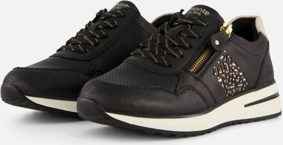 Remonte Zwarte Lite 'n Soft Sneakers met Gouden Details Black