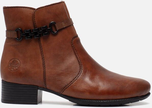 Rieker Stijlvolle cognac enkellaars met zwarte riem Brown Dames