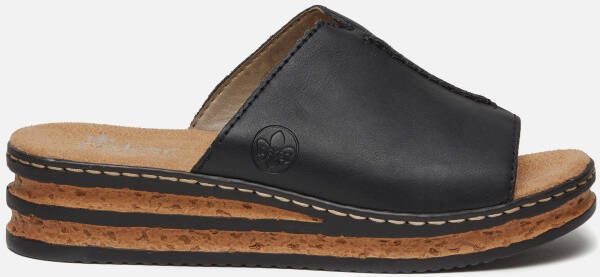 Rieker Zwarte Synthetische Slipper met Zacht Voetbed Black Dames