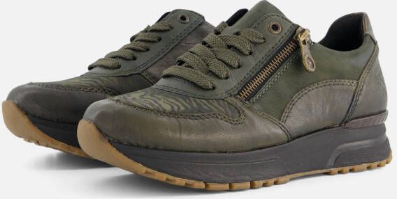 Rieker Donkergroene Leren Sneaker Green Heren