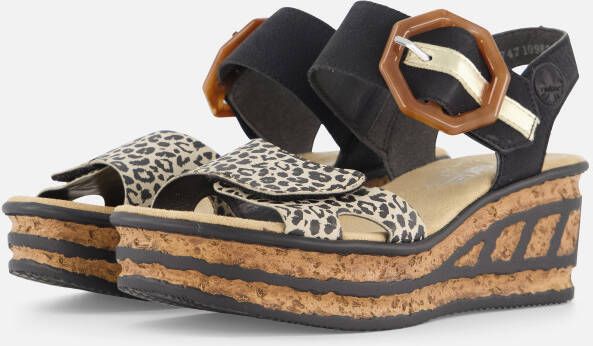 Rieker T60 Leopard Sandalen zwart Synthetisch