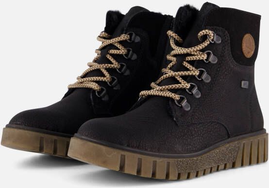 Rieker Zwarte Comfortabele Veterschoenen met Tex Black Dames