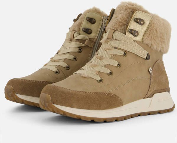 Rieker Warm Gevoerde Leren Veterschoenen Beige Dames