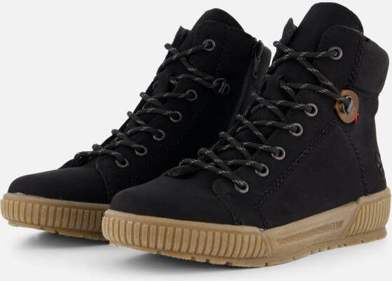 Rieker Veterboots zwart Nubuck