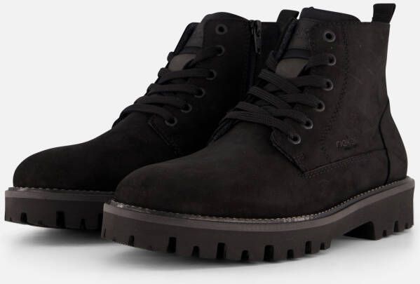 Rieker Veterboots zwart Nubuck