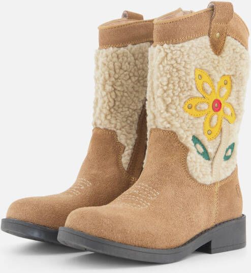 Shoesme suède cowboylaarzen beige Bruin Meisjes Suede Bloemen 32