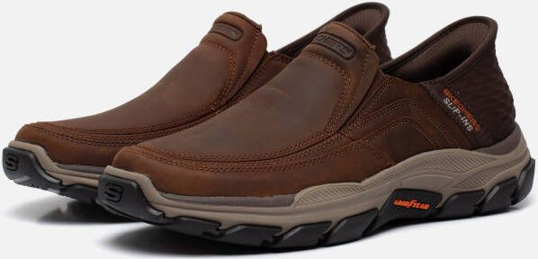 Skechers Slip-Ins Instappers bruin Leer