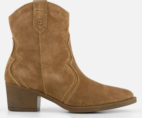 Tamaris Stevige Western-stijl Suède Enkellaars Bruin Dames