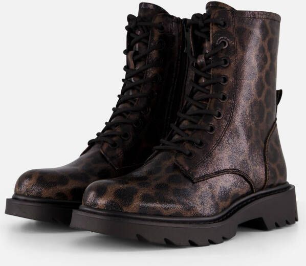 Tamaris Leopard Veterboots zwart Textiel