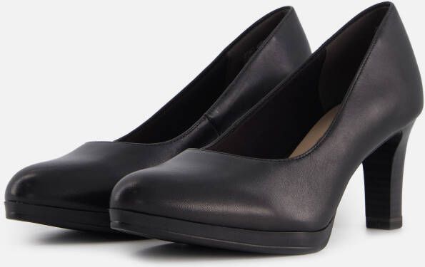 Tamaris Elegante zwarte leren pump met 7 cm hak Black Dames