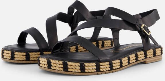 tamaris Rafia Sandalen zwart Leer