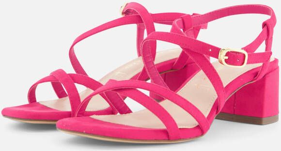 tamaris Sandalen met hak roze Textiel