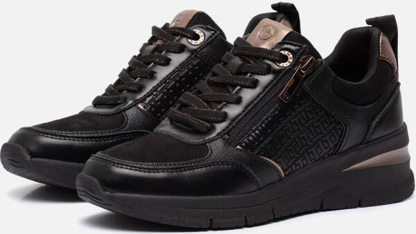 Tamaris Zwarte Sneaker met Roségouden Accenten Black Dames