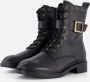 Tamaris Zwarte leren veterschoenen met gouden details Black Dames - Thumbnail 1