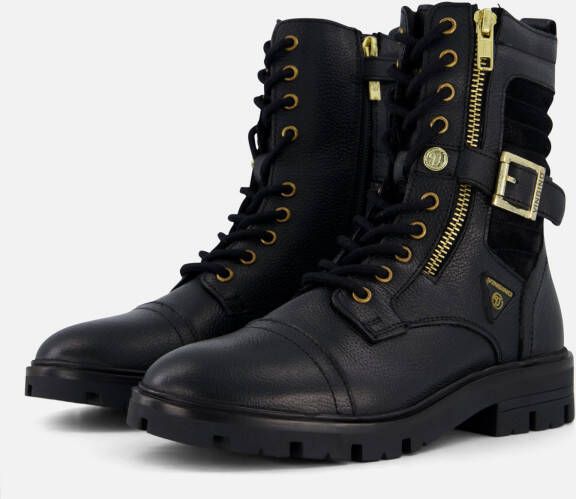 VINGINO Britt Bikerboots zwart Leer