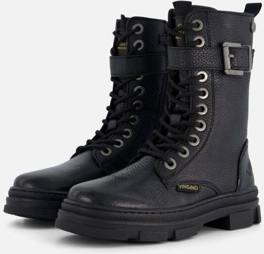 VINGINO Jennifer Hi Veterboots zwart Leer