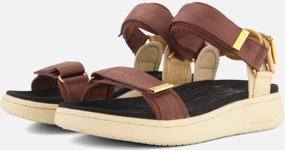 Woden Line Sandalen bruin Textiel