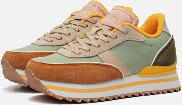 Woden Plateau Sneaker met Visleer Details Green Dames